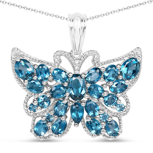 Colgante de plata de ley .925 con topacio azul de Londres de 4,81 quilates genuino