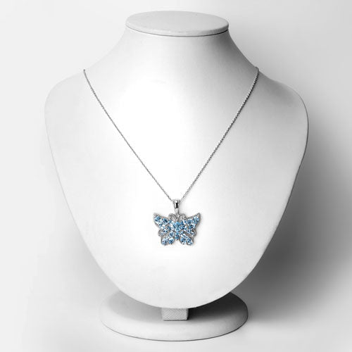 Colgante de plata de ley .925 con topacio azul suizo auténtico de 4.84 quilates
