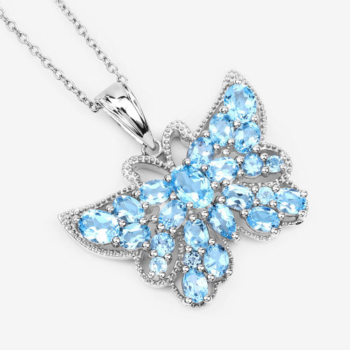 Colgante de plata de ley .925 con topacio azul suizo auténtico de 4.84 quilates