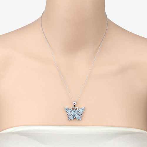 Colgante de plata de ley .925 con topacio azul suizo auténtico de 4.84 quilates
