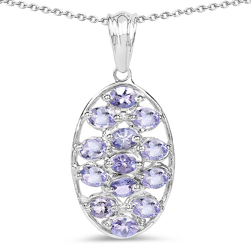 2.21 Carat Genuine Tanzanite .925 Sterling Silver Pendant - imagen 4 de 6