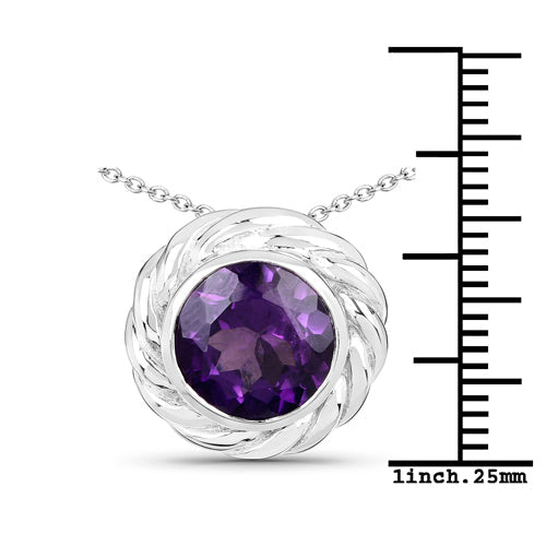 Colgante de plata de ley .925 con amatista auténtica de 3.30 quilates