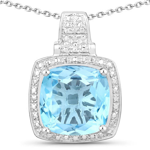 Colgante de plata de ley .925 con topacio azul genuino de 6,95 quilates