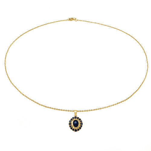 3.02 Carat Genuine Blue Sapphire .925 Sterling Silver Pendant
