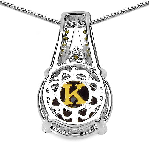 Colgante de plata de ley .925 con 3,16 quilates de cuarzo ahumado, diamante amarillo y diamante blanco auténticos