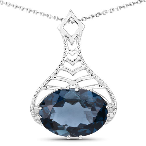 Colgante de plata de ley .925 con topacio azul de Londres genuino de 6,65 quilates