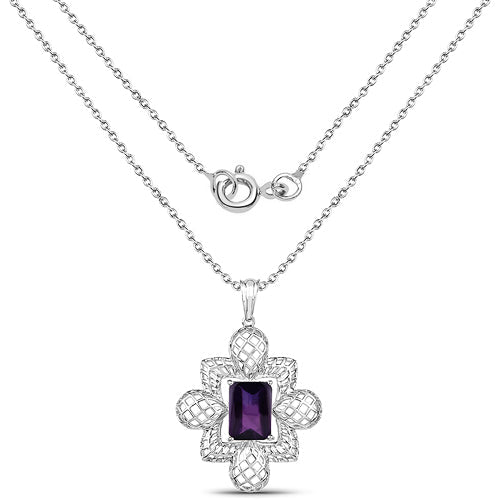 Colgante de plata de ley .925 con amatista auténtica de 7,80 quilates