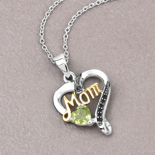 Colgante de plata de ley .925 con peridoto genuino de 0.49 quilates y espinela negra