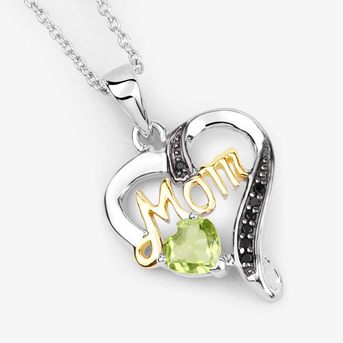 Colgante de plata de ley .925 con peridoto genuino de 0.49 quilates y espinela negra