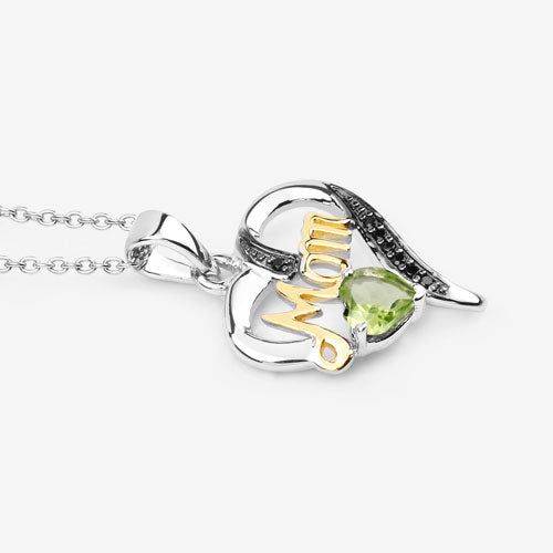 Colgante de plata de ley .925 con peridoto genuino de 0.49 quilates y espinela negra