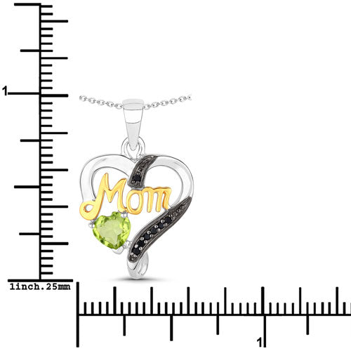 Colgante de plata de ley .925 con peridoto genuino de 0.49 quilates y espinela negra