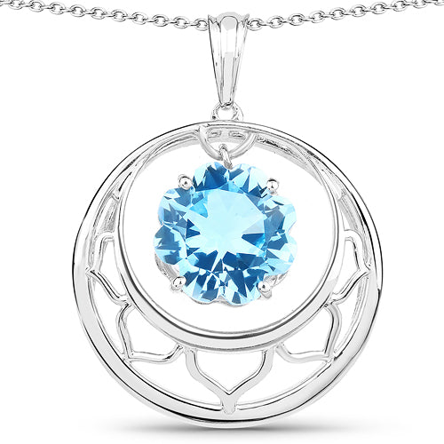 Colgante de topacio azul suizo auténtico de 8,75 quilates de plata esterlina .925