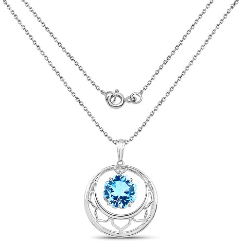 Colgante de topacio azul suizo auténtico de 8,75 quilates de plata esterlina .925