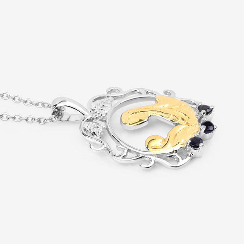 Colgante de plata de ley .925 con zafiro azul auténtico de 0,12 quilates