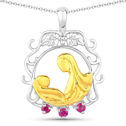 Colgante de plata esterlina .925 con rubí genuino de 0,14 quilates
