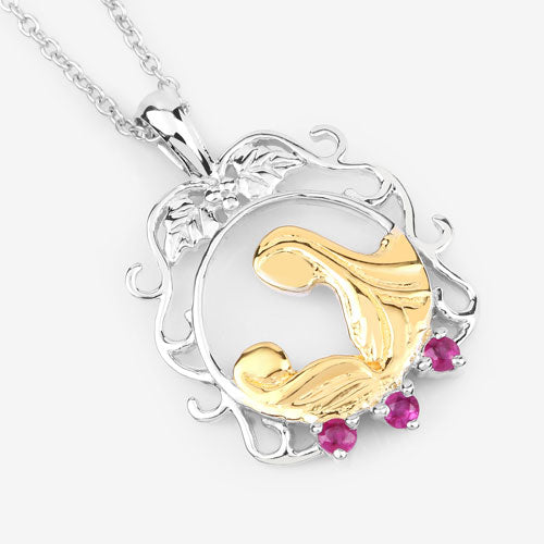 Colgante de plata esterlina .925 con rubí genuino de 0,14 quilates