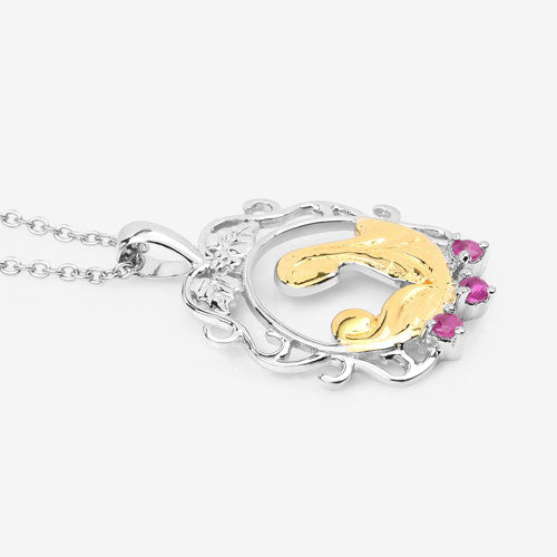 Colgante de plata esterlina .925 con rubí genuino de 0,14 quilates