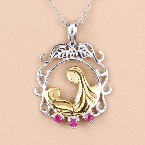 Colgante de plata esterlina .925 con rubí genuino de 0,14 quilates