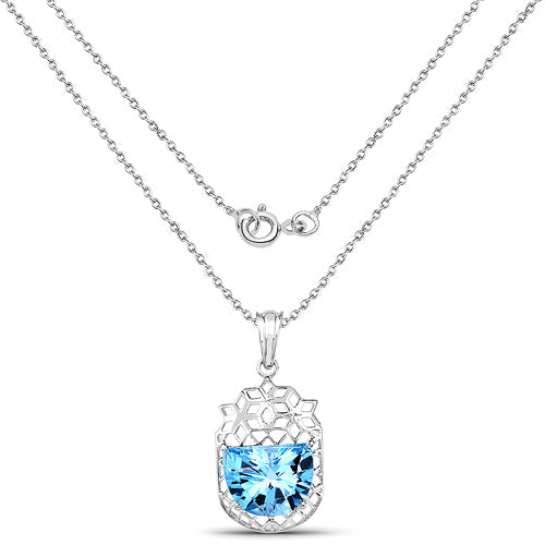 Colgante de Topacio Azul Suizo Genuino de 10,90 Quilates en Plata de Ley .925