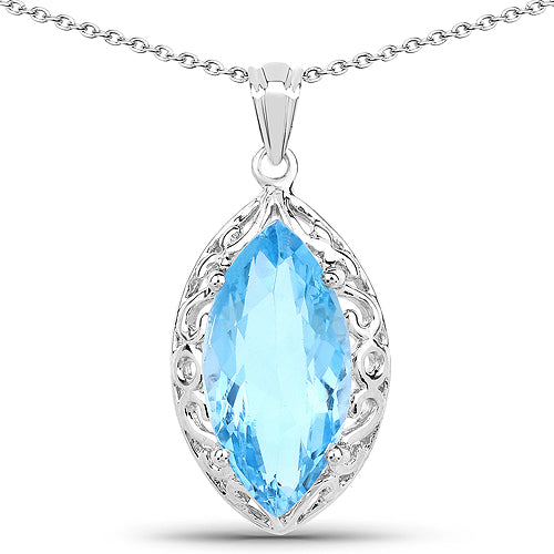 Colgante de plata de ley .925 con topacio azul suizo auténtico de 8.22 quilates