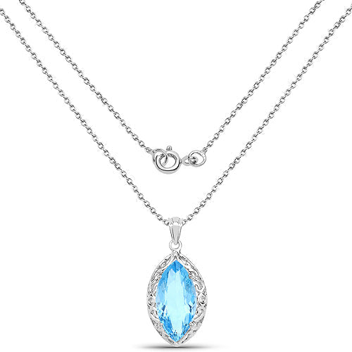 Colgante de plata de ley .925 con topacio azul suizo auténtico de 8.22 quilates