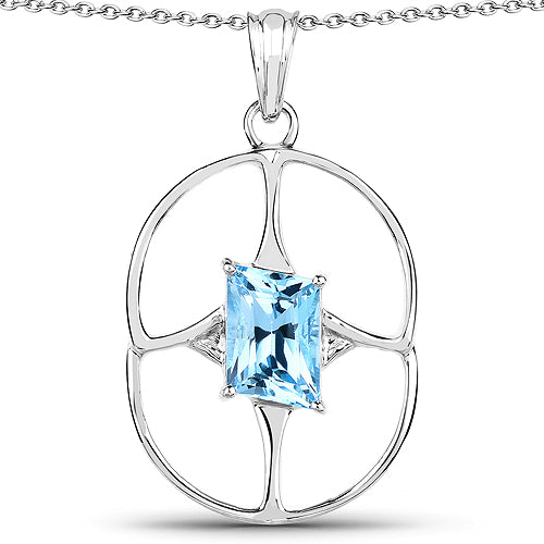 Dije de 5.26 quilates de topacio azul suizo auténtico y plata de ley .925