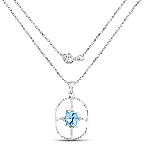 Dije de 5.26 quilates de topacio azul suizo auténtico y plata de ley .925