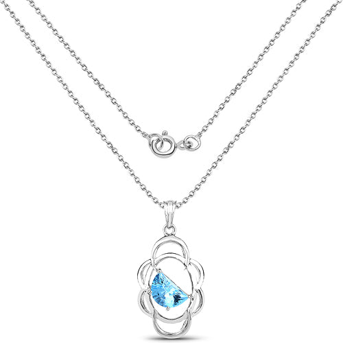 Colgante de plata de ley .925 con topacio azul suizo auténtico de 4,60 quilates