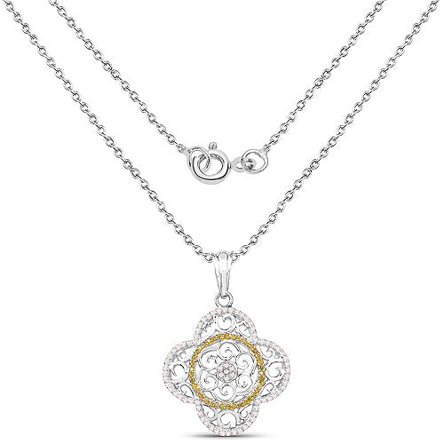 Colgante de plata de ley .925 con diamante blanco genuino y diamante amarillo de 0,57 quilates