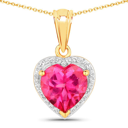 Colgante de plata de ley .925 con topacio rosa genuino de 4.74 quilates y topacio blanco