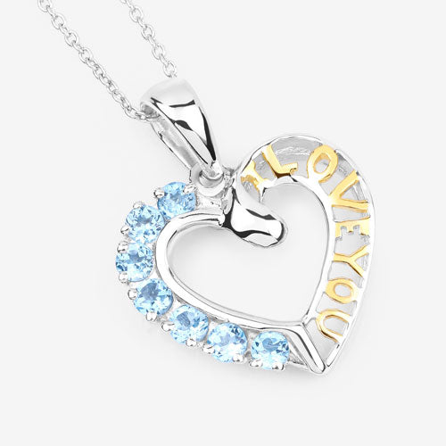 Colgante de Topacio Azul Suizo Genuino de 0,84 Quilates de Plata Esterlina .925