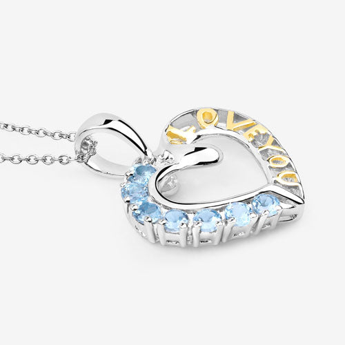 Colgante de Topacio Azul Suizo Genuino de 0,84 Quilates de Plata Esterlina .925