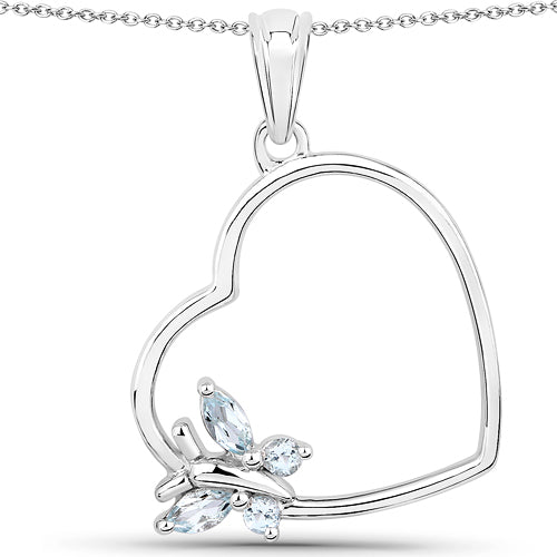 Colgante de plata de ley .925 con topacio azul auténtico de 0.25 quilates