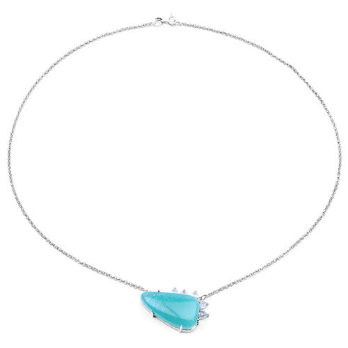 Colgante de plata de ley .925 con topacio blanco y amazonita genuina de 13,41 quilates