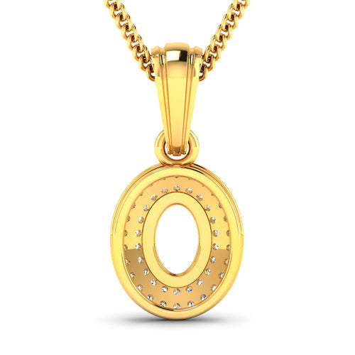 Colgante semimontado de oro amarillo de 14K con diamante blanco genuino de 0.17 quilates - capacidad para gema ovalada de 7x5 mm