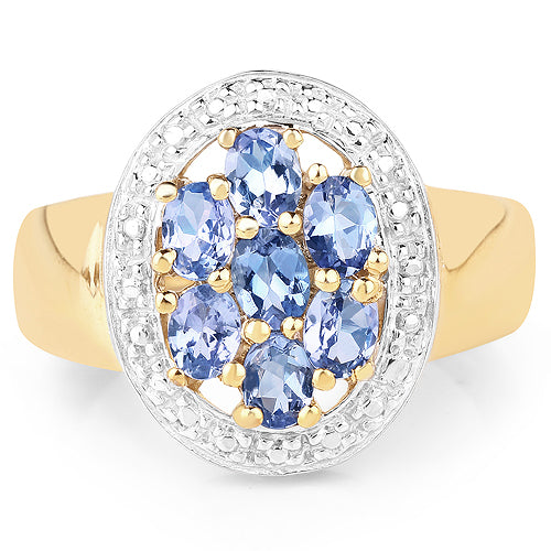 14K Yellow Gold Plated 1.19 Carat Genuine Tanzanite .925 Sterling Silver Ring - image 6 of 6