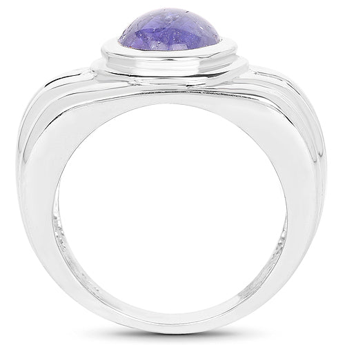 Anillo de plata de ley .925 con tanzanita auténtica de 3.55 quilates