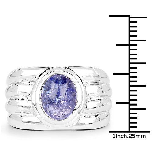 Anillo de plata de ley .925 con tanzanita auténtica de 3.55 quilates