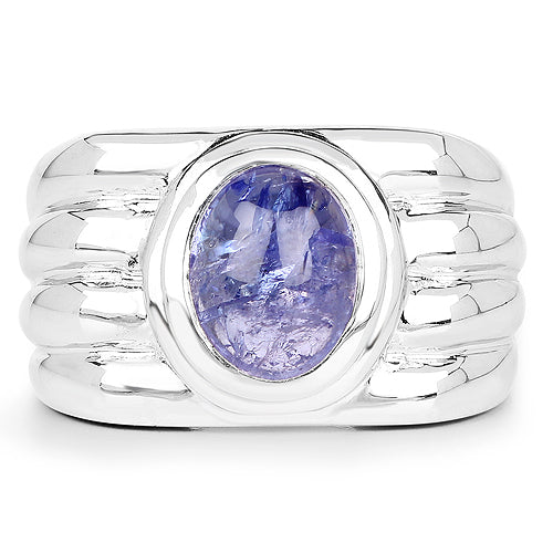 Anillo de plata de ley .925 con tanzanita auténtica de 3.55 quilates