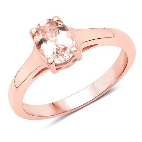 Anillo de plata de ley .925 con morganita auténtica de 0,70 quilates
