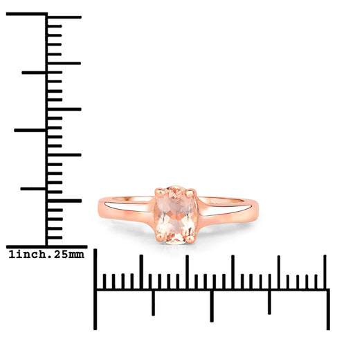 Anillo de plata de ley .925 con morganita auténtica de 0,70 quilates