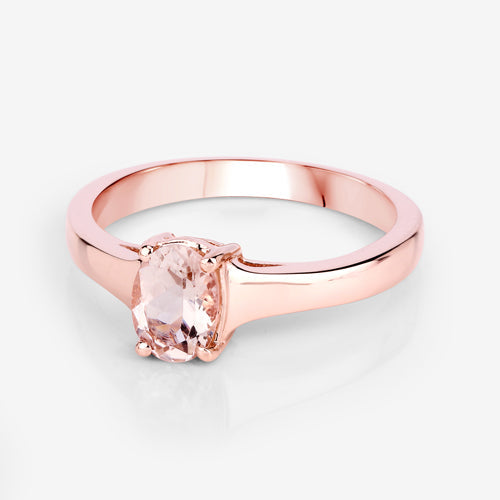 Anillo de plata de ley .925 con morganita auténtica de 0,70 quilates