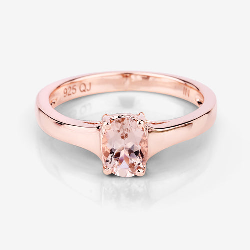 Anillo de plata de ley .925 con morganita auténtica de 0,70 quilates