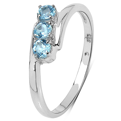 0.36 Carat Genuine Blue Topaz .925 Sterling Silver Ring - image 5 of 6