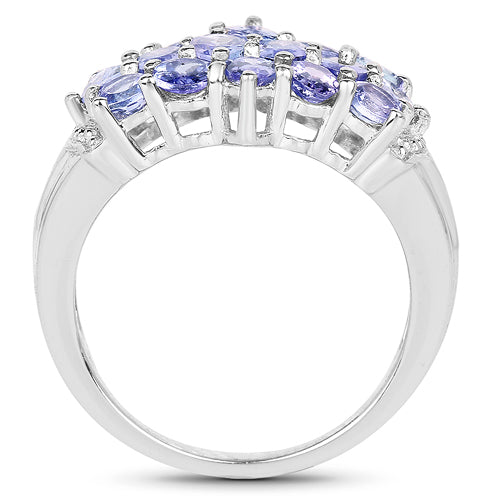 Anillo de Plata de Ley .925 con Tanzanita Genuina de 3.08 Quilates