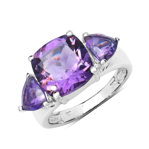Anillo de plata de ley .925 con amatista genuina de 4.10 quilates