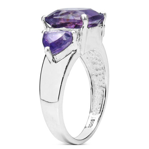 Anillo de plata de ley .925 con amatista genuina de 4.10 quilates