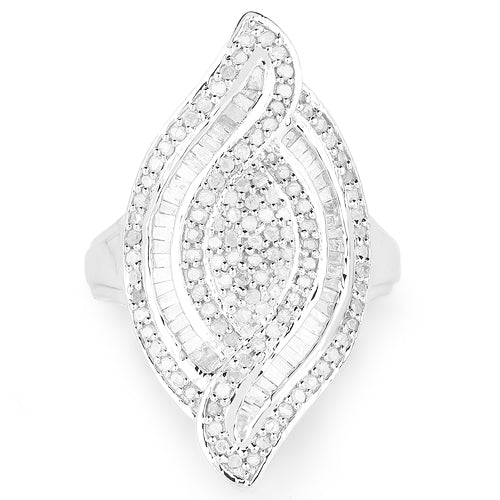 Anillo de plata de ley .925 con diamante blanco genuino de 1.22 quilates