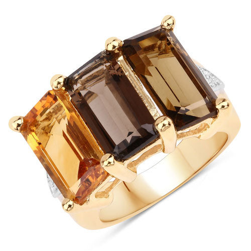 Anillo de plata esterlina .925 con múltiples piedras preciosas genuinas de 8,17 quilates