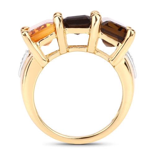 Anillo de plata esterlina .925 con múltiples piedras preciosas genuinas de 8,17 quilates